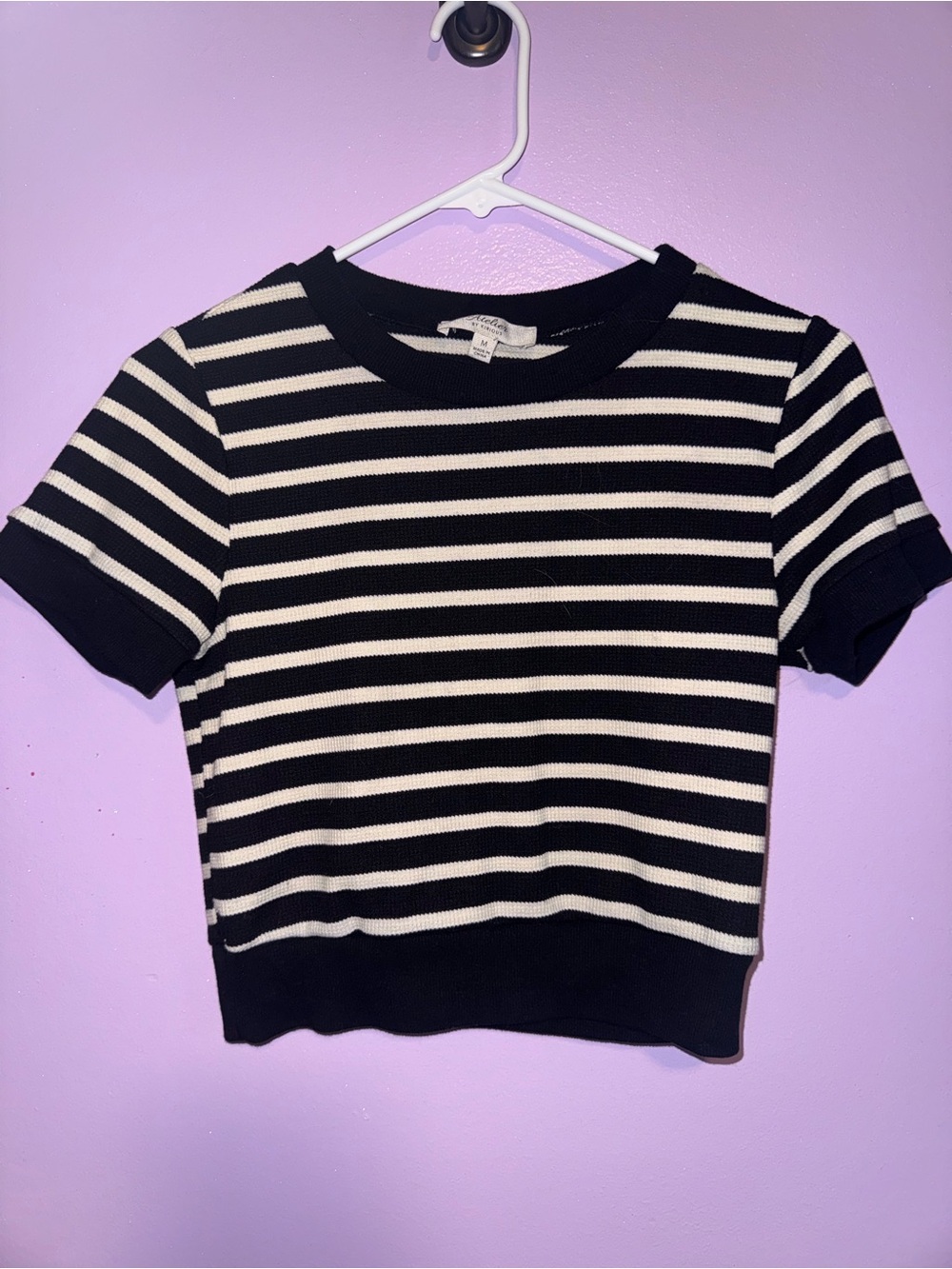 Atelier by Krious Black & White Striped Short Sleeve Top